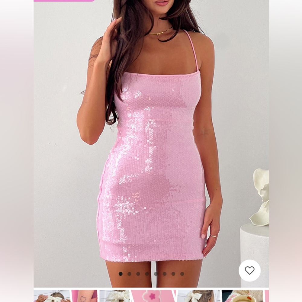 Beginning boutique Tao Pink Sequin Lace Up Mini Dress size 2